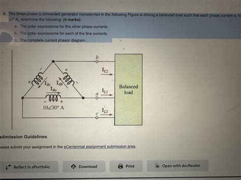 Solved The Three Phase Δ Connected Generator Represented In