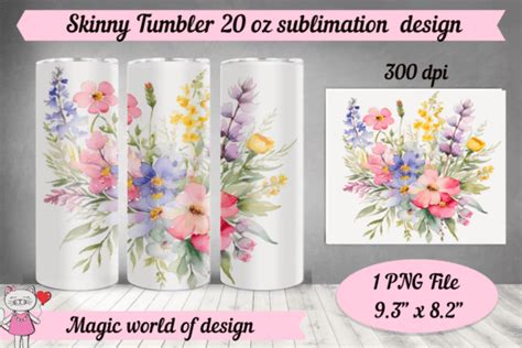 Wildflowers For Skinny Tumbler Oz Graphic By Magic World Of Design