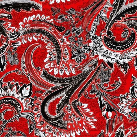 Premium Photo A Close Up Of A Red And Black Paisley Print Fabric