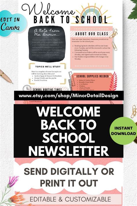 Welcome Back To School Newsletter Editable Classroom Etsy Canada