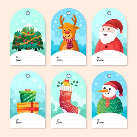 Free Vector Hand Drawn Merry Christmas Label Pack