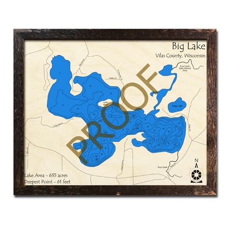 Lost Lake Wi Wood Map 3d Nautical Wood Charts