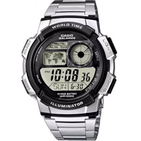 Casio Digital Ae 1000wd 1avdf Silver Stainless Steel Band Mens Watch