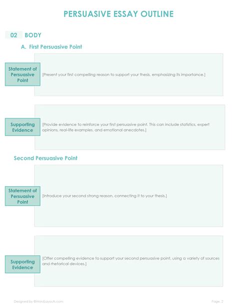 Free Persuasive Essay Outline Template Wordlayouts