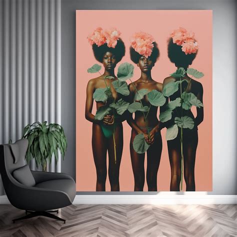 Nude African Women Floral African Nude Woman Wall Art African People Portrait African