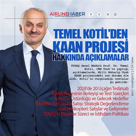 Temel Kotil den KAAN Projesi Hakkında Açıklamalar 2028 de 20 Uçağın