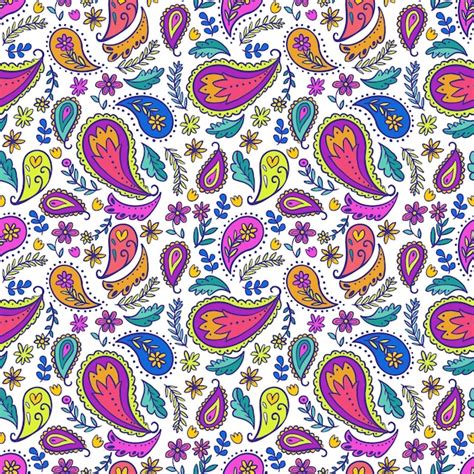 Motif Paisley Coloré Vecteur Premium