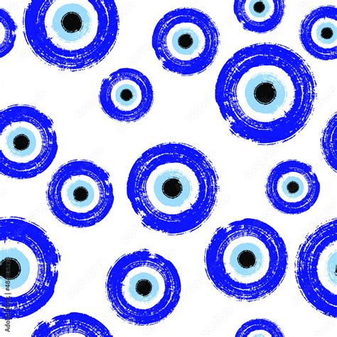 Blue Turkish evil eye seamless pattern. Greek evil eye. Symbol of protection in Turkey, Greese ...