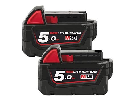 Milwaukee 18V Battery M18 B5 5 0Ah Li Ion Pair TradeWest