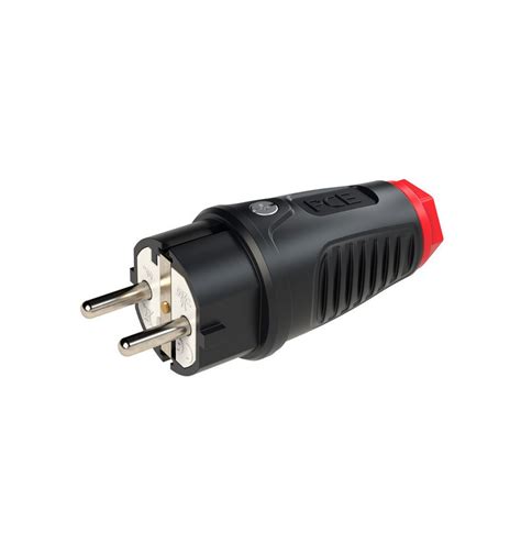 PCE 0511-sr TAURUS2 Schuko plug 2P + PE 16A 250V Black, Red TPE/PA6