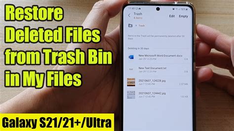 Galaxy S Ultra Plus How To Restore Deleted Files From Trash Bin In