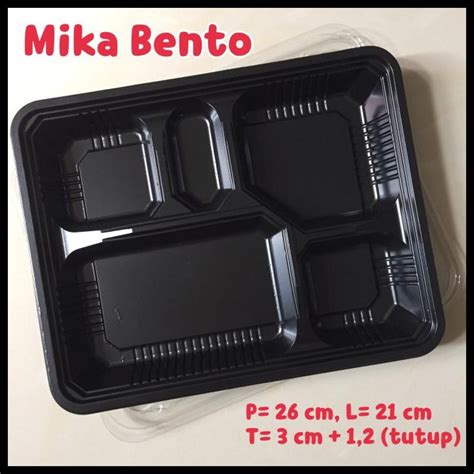 Jual Mika Bento Sekat 5 Kotak Nasi Bento Hitam Lunch Box Shopee