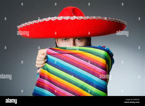 Funny Mexican Wearing Sombrero Hat Stock Photo Alamy