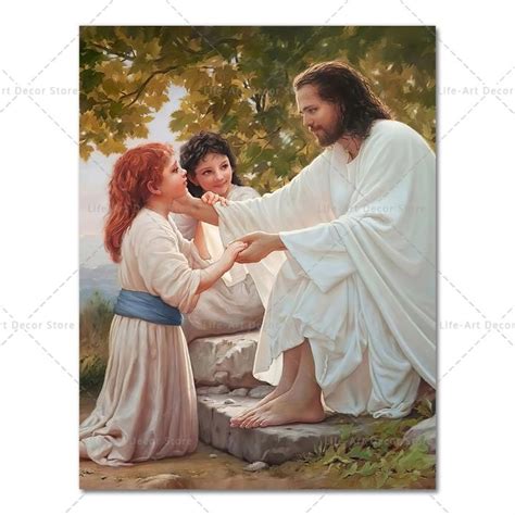 Canvas Painting Jesus And Virgin Mary Bible Stories Nordic Poster And