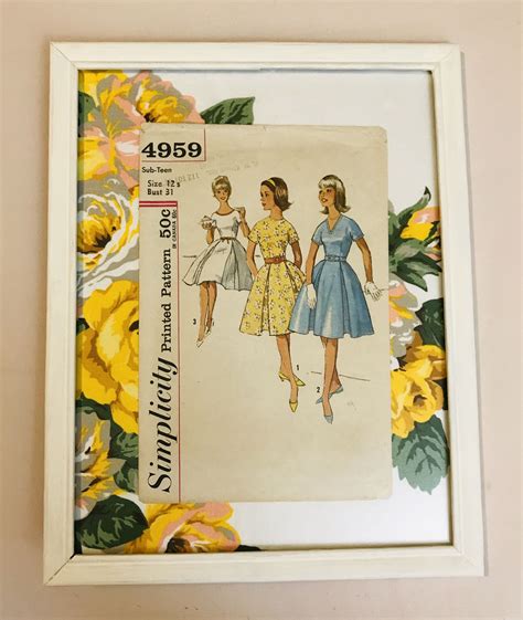 Wall Decor From Vintage Sewing Pattern And Vintage Fabric Vintage