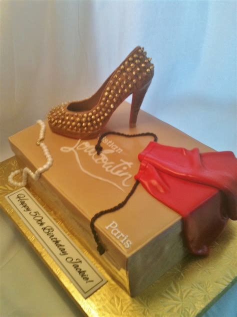 Made Fresh Daily Gold Spiked Christian Louboutin Shoe Box Cake