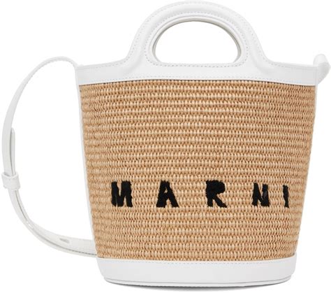 Marni Beige White Mini Tropicalia Bucket Bag Marni