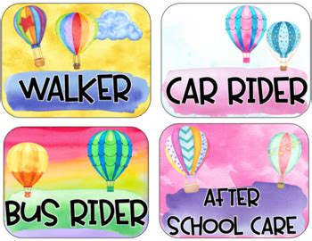 Hot Air Ballon Watercolor Classroom Theme Editable Assorted Class Labels