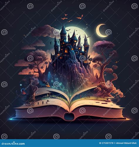 Illustration Of A Magical Book With Fantastic Stories Generative Ai