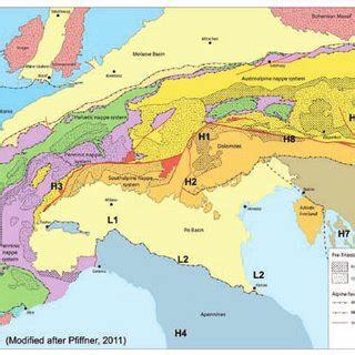 Tectonic Map Of The Alps Modified After Pfiffner 2011 With General