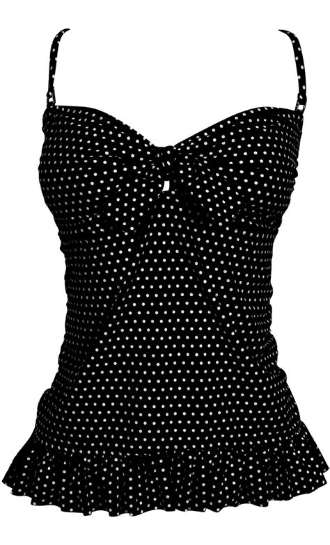 Stylish Polka Dot Ruffle Tankini Swimsuit