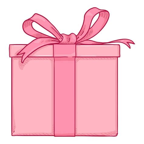 Premium Vector Vector Cartoon Pink Gift Box With Ribbon And Bow