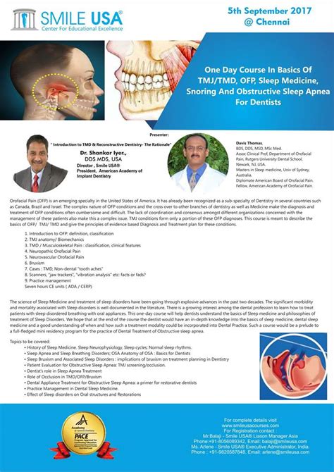 One Day Course In Basics Of Tmj Tmd Ofp Sleep Medicine Snoring And