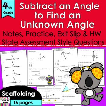 Subtract Angles No Prep Lesson Notes Ccls Practice Exit Slip Hw Review