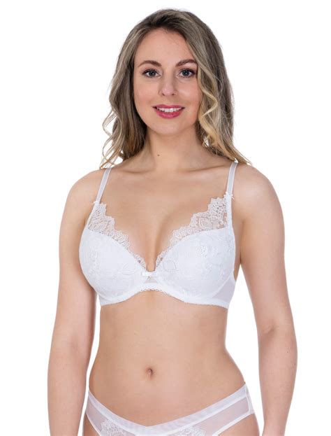 Only You Luxury Embroidered Lace White Bridal Moulded Push Up Bra