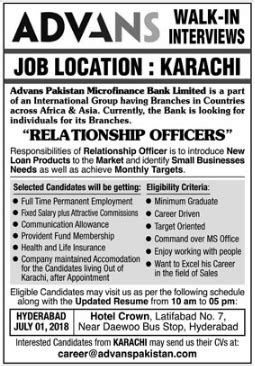 Advans Pakistan Microfinance Bank Karachi Jobs Job