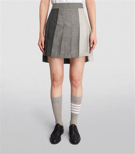 Womens Thom Browne Grey Pleated Mini Skirt Harrods Us