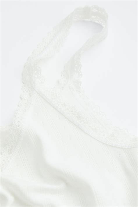 Lace Trimmed Ribbed Tank Top White Ladies Handm Us