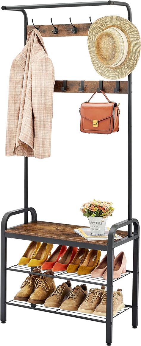 Amazon Hoctieon 3 In 1 Design Coat Rack Shoe Bench Hall Tree For