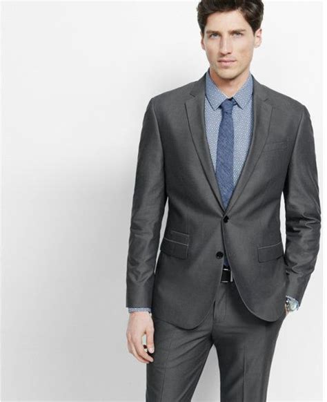 Express Slim Photographer Oxford Cloth Gray Suit Jacket Grey Suit