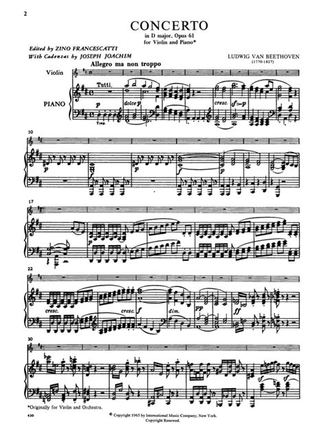 Concerto in D major, op. 61 - Violin - BEETHOVEN - Partition