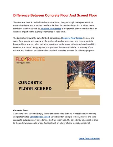 Ppt Difference Between Concrete Floor And Screed Floor Powerpoint Presentation Id 11309539