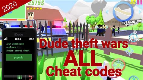 All Cheat Codes Dude Theft Wars Youtube