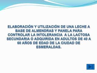 Presentación de Tesis sobre una leche a base de almendra para controlar