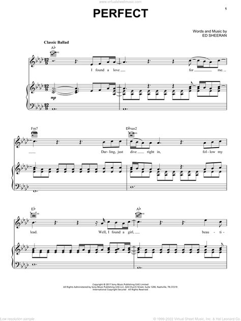 Sheeran Perfect Sheet Music For Voice Piano Or Guitar PDF