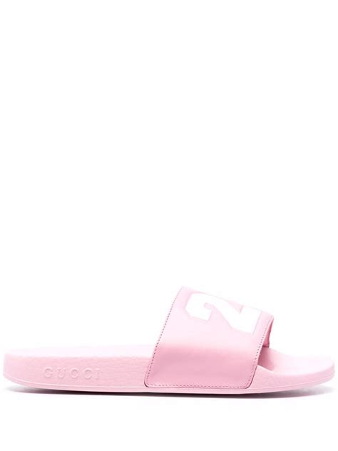 Gucci Pursuit Leather Slides In Pink | ModeSens