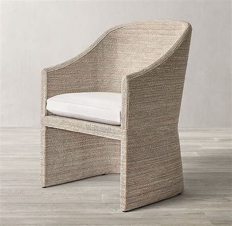 Marisol Seagrass Woven Open Base Slope Arm Dining Armchair