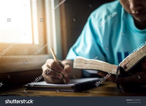 Young Man Reading Holy Bible Write Stock Photo 721509361 Shutterstock