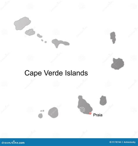 Cape Verde Vector Map Isolated On White Background High Detailed Black