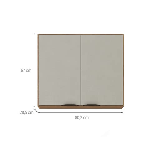 Armário Aéreo Firenze 2 Portas Amêndola e Nude 80 cm