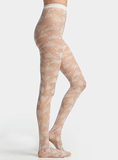 Abstract Vegetation Sheer Pantyhose Simons Shop Womens Patterned