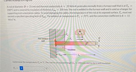 Solved A Rod Of Diameter D Mm And Thermal Conductivity Chegg