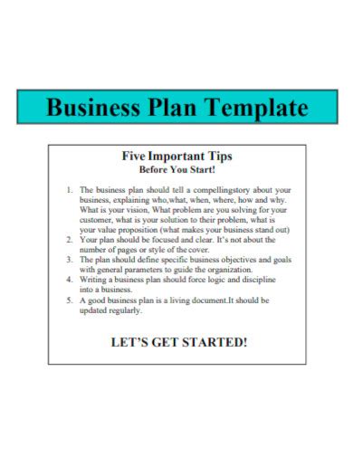 Free Business Plan Sample In Pdf