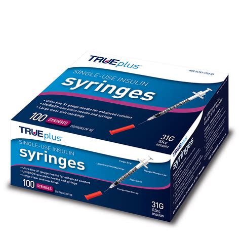 Trueplus U 100 Insulin Syringes 31g 12cc 516 100box Insulin Syringes