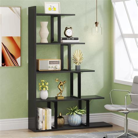 Buy Tribesigns 5 Tier Bookshelf Black Ladder Corner Bookshelf Stepped