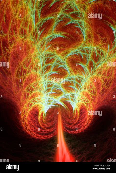 Plasma physics, conceptual illustration. Plasmas are a collection of charged particles, both ...